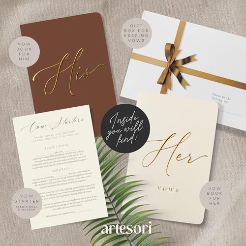 Artesori Wedding Vow Books showing gold foil detailing