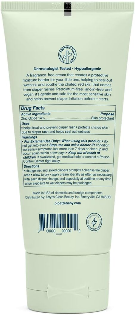 Pipette Gentle Baby Care daily diaper rash relief tube details