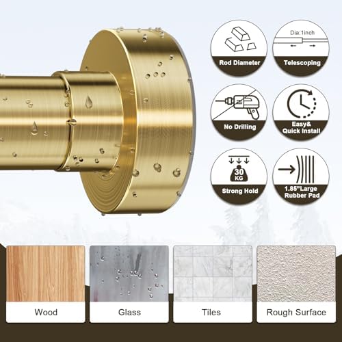 YNL tension rod installed in a shower setting