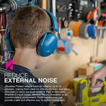 Child wearing JLab JBuddies noise reduction earmuffs at event