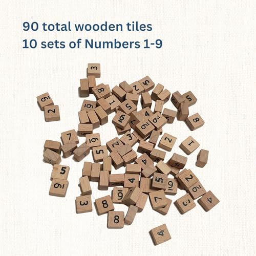 Close up view of wooden Sudoku thinking tiles on a game board