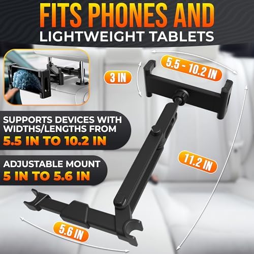 Close up view of the adjustable clamp mechanism attached to car headrest metal posts