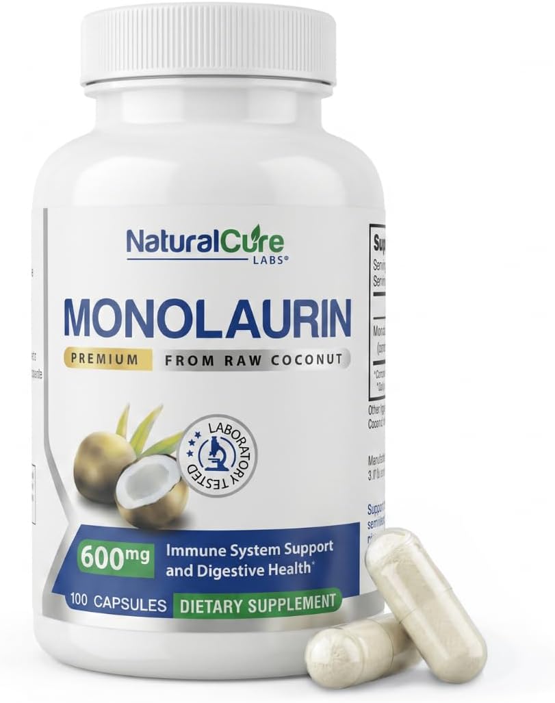 Natural Cure Labs Premium Monolaurin - 600mg, 100 Capsules - Image 1