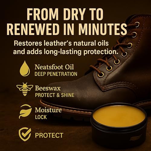 Residue free heavy duty leather balm being applied to shoes