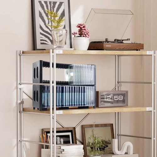Side angle view of the durable ABS plastic forty capacity compact disc tower organizer