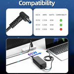 PIOEVTKA 45W and 65W compatible blue tip laptop charger adapter close up view