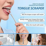 Close up view of the durable non slip handles on the family pack tongue cleaners