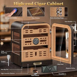 Cigar Humidor, 4 Side Windows humidor Cigar Box, Cedar Wood Drawer Humidor, with LED Lighting System, Digital Thermometer and 2 Cigar Humidifiers, Glass Top Cigar Case for 80-120 Cigars - Image 4