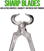Vanadium steel cutting jaws of the equine hoof trimming tool