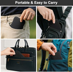 Mecheer USB jump drive storage pouch compact design being slipped into a laptop sleeve