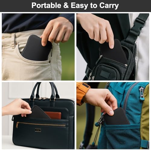 Mecheer USB jump drive storage pouch compact design being slipped into a laptop sleeve