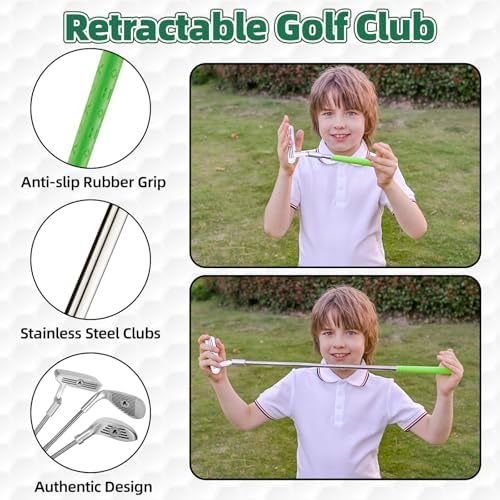 Child playing with Liberry kids golf clubs on a putting mat