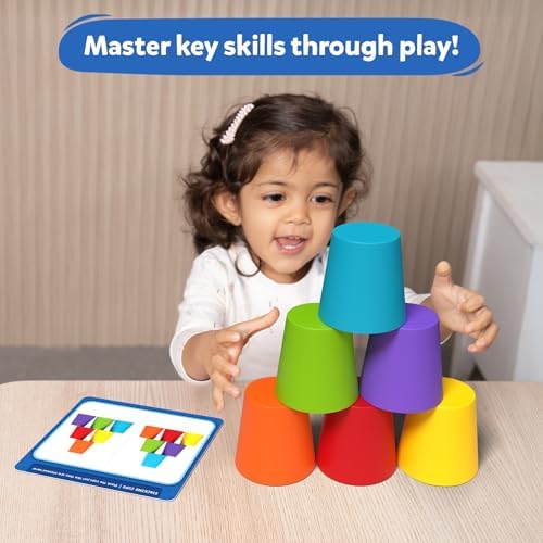 Skillmatics sorting game pieces arranged by color for preschool learning