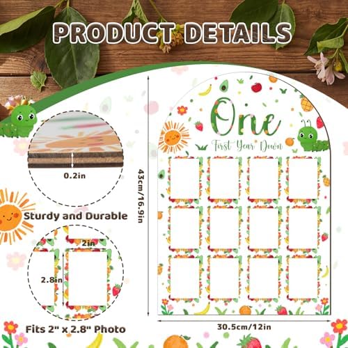 Mifoci green caterpillar first birthday wooden picture frame backdrop decoration for baby boys and girls