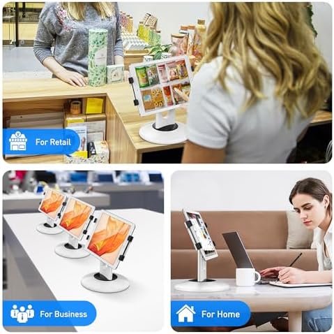 AboveTEK commercial POS tablet mount showing 360 degree rotation feature