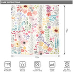 Riyidecor girly wildflower bathroom curtain draped neatly next to a bathtub showcasing its true water repelling properties.