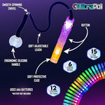 UltraPoi HelixPoi glowing vibrant rainbow patterns to demonstrate the customizable color modes during night spinning