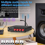 Douk Audio M4 mini hifi components showing premium CNC machined construction and selector switches