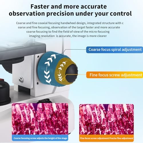 Woehrsh laboratory biological microscope showing the dual LED illumination system and mechanical stage adjustments.