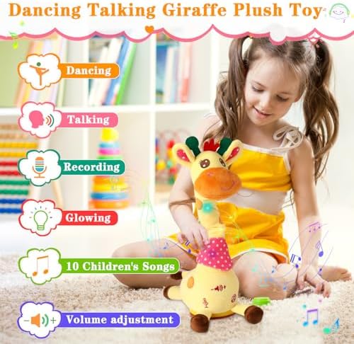 LLUKEME interactive plush giraffe toy with LED lights