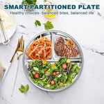 Close up of food grade stainless steel divided lunch plate surface