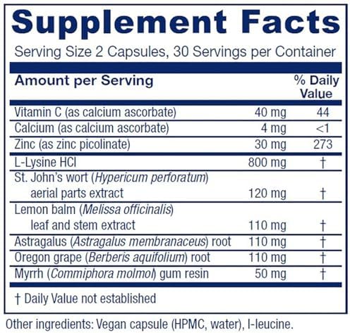 Vitanica Lysine Extra vegan capsules supplement bottle side view
