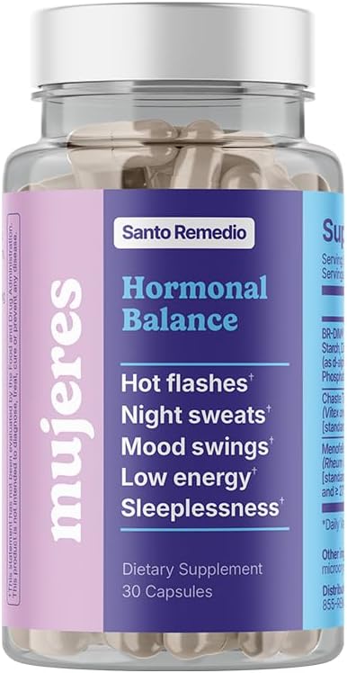 Santo Remedio Hormonal Balance, Dietary Supplement, Relief for Menopause Symptoms, Helps Reduce Hot Flashes, Night Sweats, and Mood Swings, Clinically Proven Ingredients, Hormone-Free, 30 Servings - Image 1