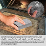 XANGNIER steel wool scrubber and scrub sponges tackling grease on metal grill racks.