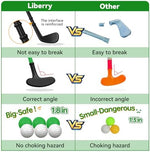 Liberry kids golf set showing clubs and golf balls