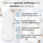 Ultra thin organic cotton liner showing the soft texture and leak protection core