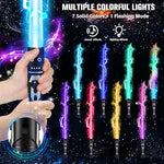 Pleaselift retractable lightsaber showing different color modes