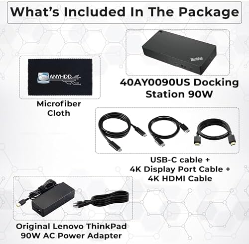 ANYHDD dual monitor laptop dock rear view with HDMI and DisplayPort connections.