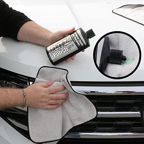 Flitz USA-made non-abrasive metal cleaner applied to a brass surface for polishing.