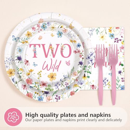 Spring flower themed dessert plates and dinner plates for kids birthday
