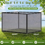 Weather resistant side cover acting as a mosquito barrier on a large dog kennel cage.