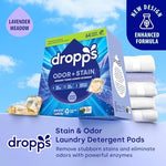 Eco-friendly plastic free cardboard carton of Dropps laundry detergent.