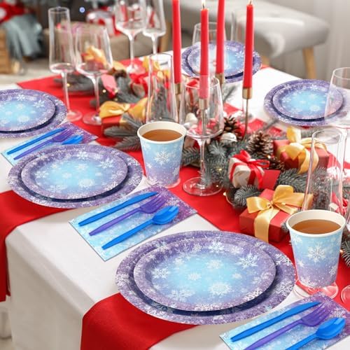 Close up of snowflake design on festive paper tableware