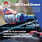 VP Racing 2085 automotive coolant enhancer bottles showing ingredients and specifications