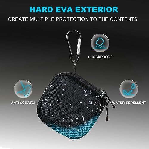 Lacdo shockproof storage pouch zipped closed with attached carabiner