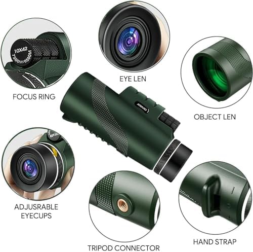 Ayraviio high powered monocular telescope with non slip rubber armor held in one hand