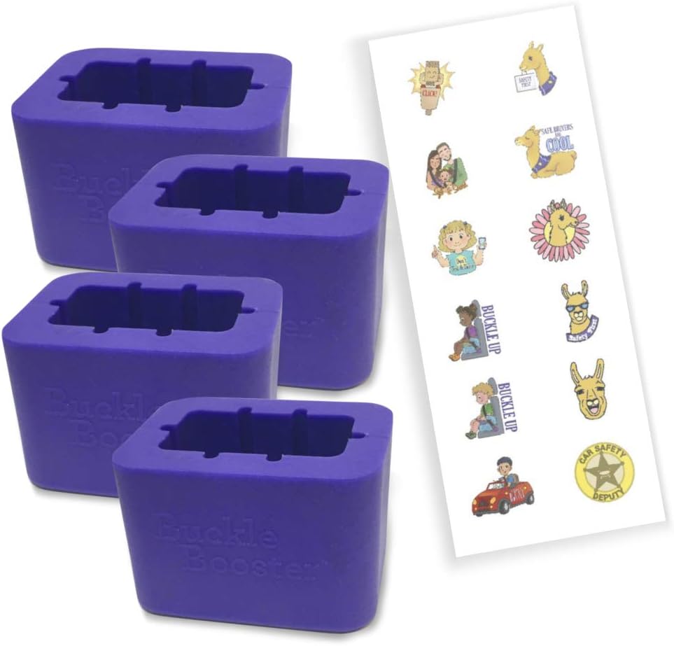 Seat Belt Extender Pros Buckle Booster 4 Pack front view showing purple receptacle stabilizers