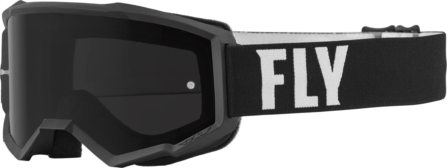 Fly Racing Focus Sand goggles front view with dark smoke lens