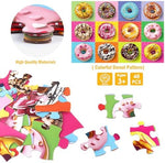 IFLOVE forty eight piece jigsaw puzzle fully assembled on the floor showing twelve unique desserts