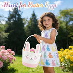 OIASKET cotton rope bunny basket close up view of the durable handle and customizable name tag
