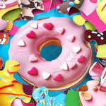 IFLOVE donut floor puzzle close up view of colorful pink frosting and sprinkles illustrations