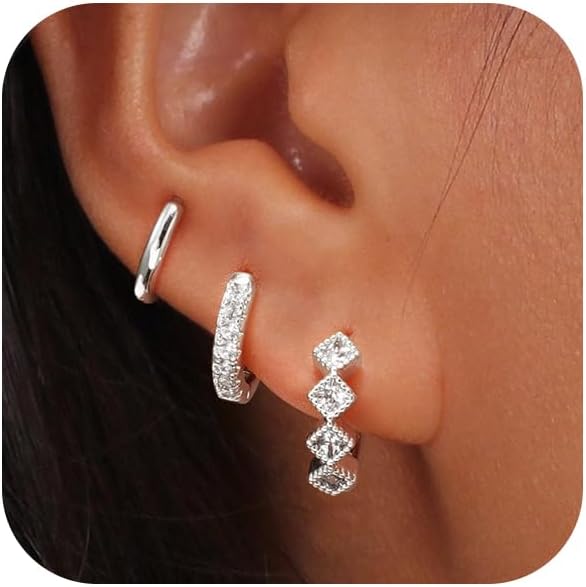 Rotnso Gold Hoop Earrings Set for Women Trendy, 14K Gold Plated Chunky Hypoallergenic Small Diamond Cartilage Hoops Cute Cubic Zirconia Dangle Stud Earrings Jewelry Gifts - Image 11