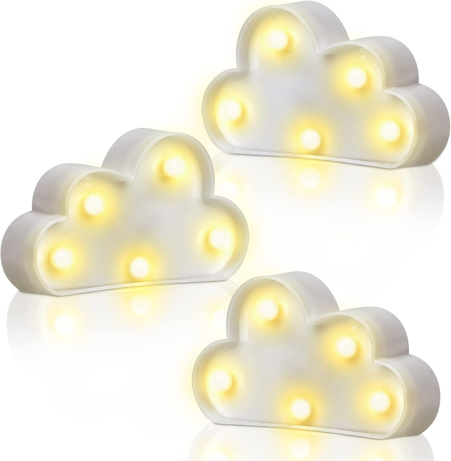 Clothmile 3 Piece LED Cloud Night Light set front view