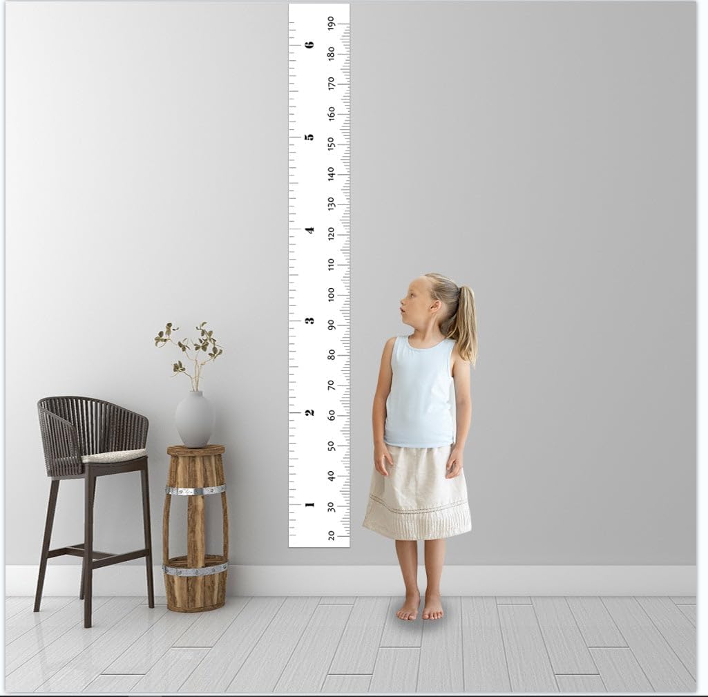 Niwo ART Baby Growth Chart front view minimalist black and white height ruler.
