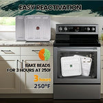 Wisesorb dehumidifier reactivation process in a household oven for moisture control.