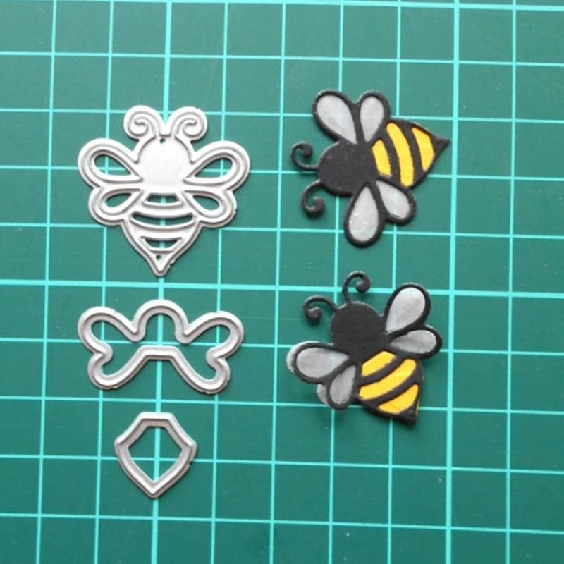 Trdxxx Bees Frame Metal Die Cuts front view showcasing the silver carbon steel stencil design.
